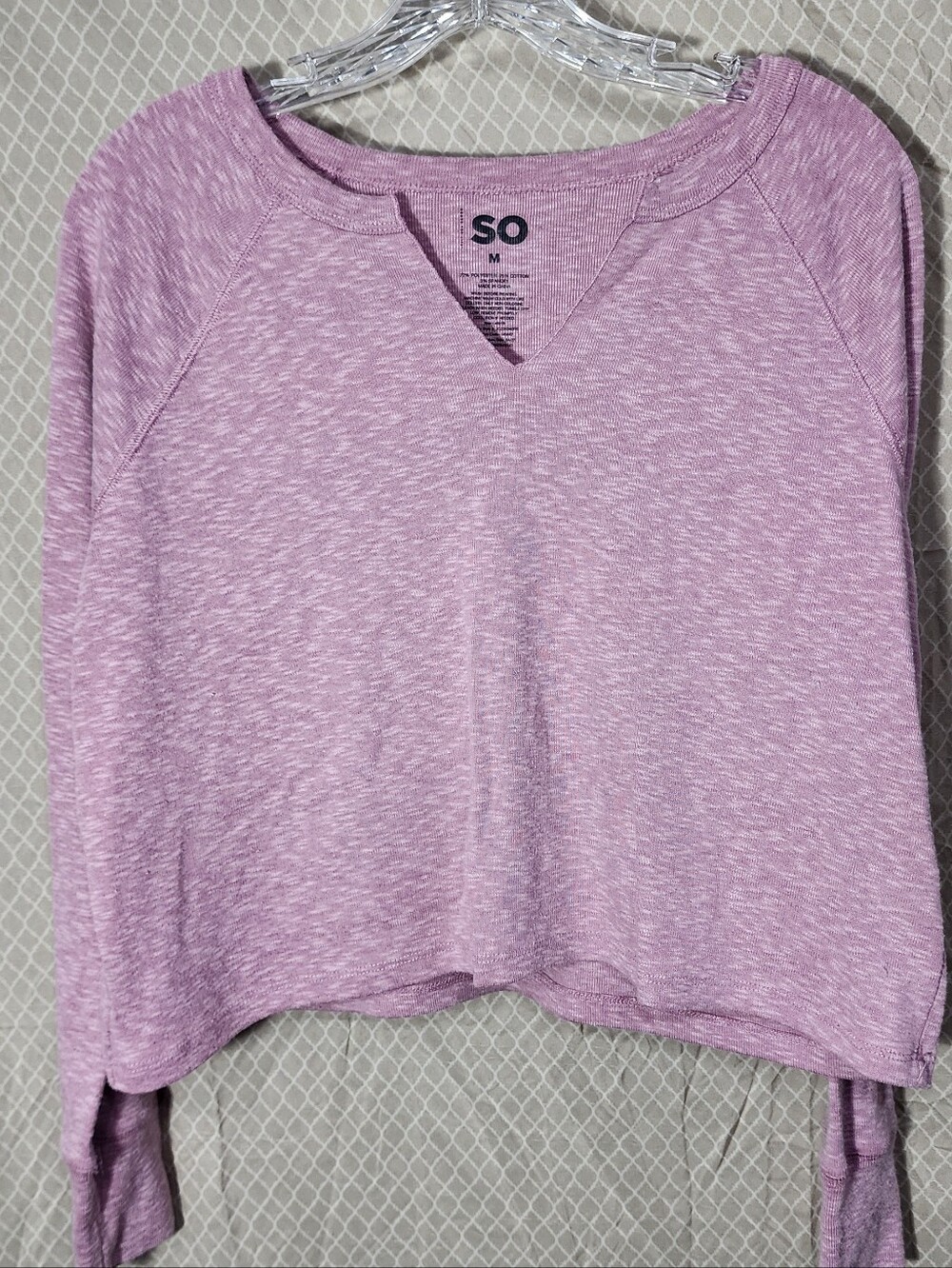 SO Mauve Cropped Long Sleeve Shirt Women's Medium Used Great Shape